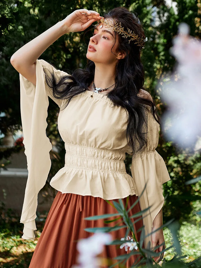 Gothic Off-Shoulder Witch Tops with Waterfall Openings - Image 16
