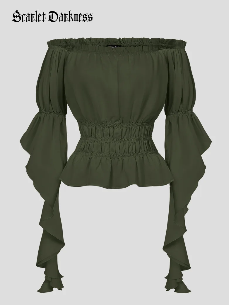 Gothic Off-Shoulder Witch Tops with Waterfall Openings - Image 18