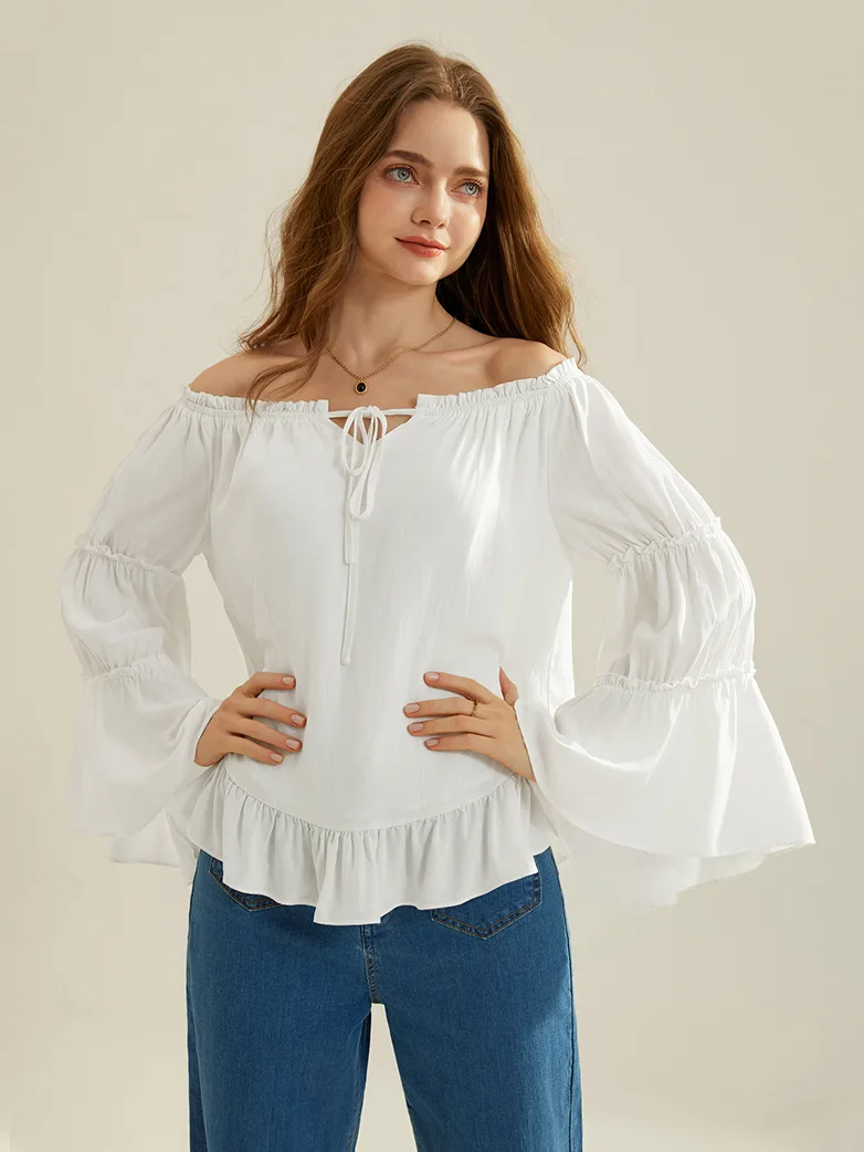 Renaissance Off Shoulder Bell Sleeve Peasant Tops