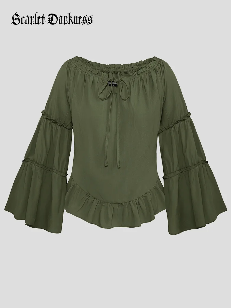 Renaissance Off Shoulder Bell Sleeve Peasant Tops - Image 10