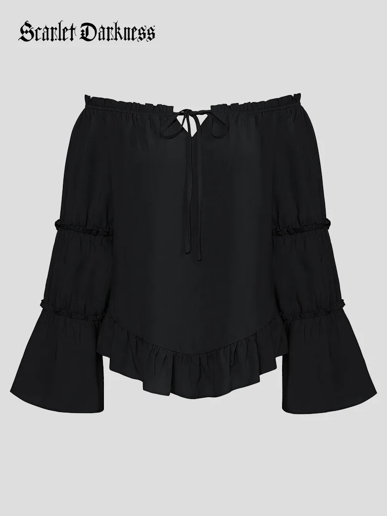 Renaissance Off Shoulder Bell Sleeve Peasant Tops - Image 12
