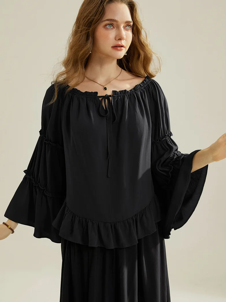 Renaissance Off Shoulder Bell Sleeve Peasant Tops - Image 13