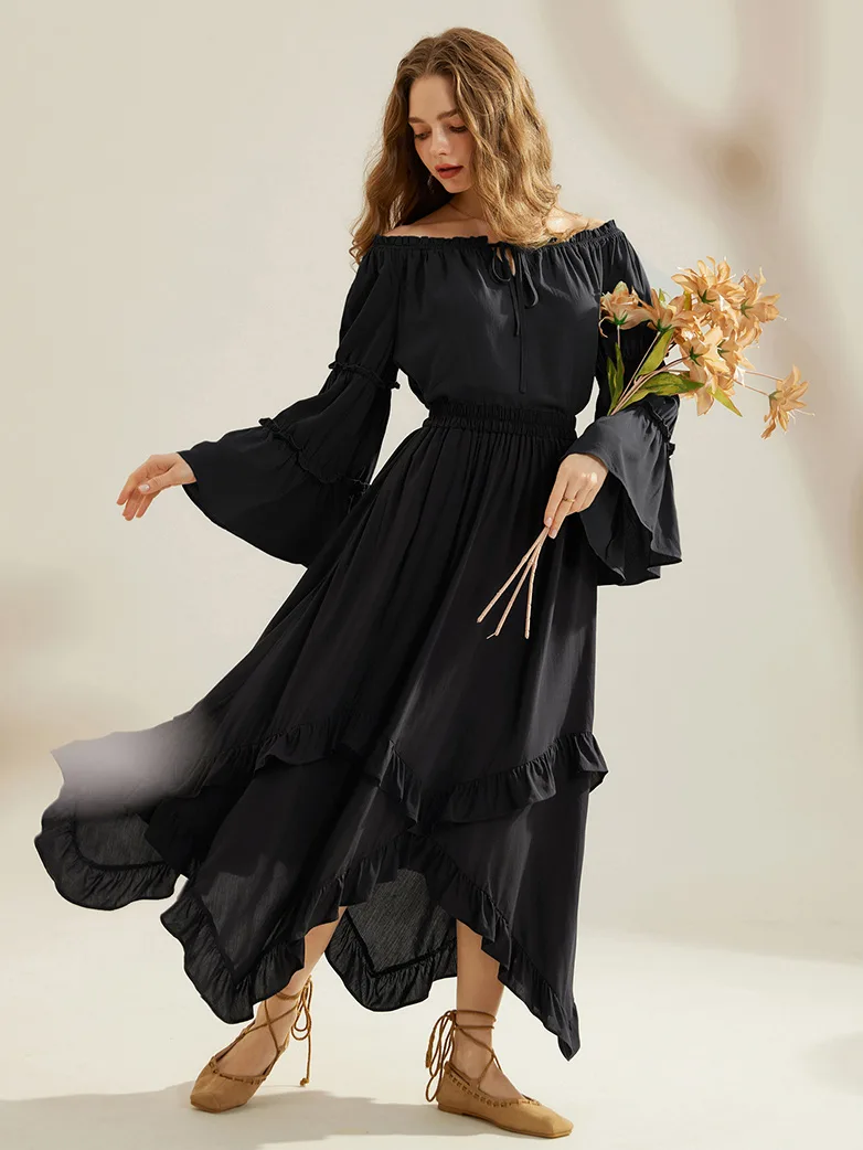 Renaissance Off Shoulder Bell Sleeve Peasant Tops - Image 14