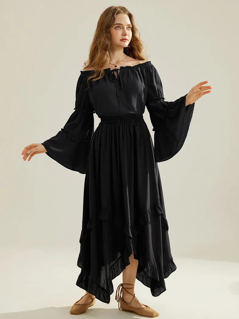 Renaissance Off Shoulder Bell Sleeve Peasant Tops - Image 15