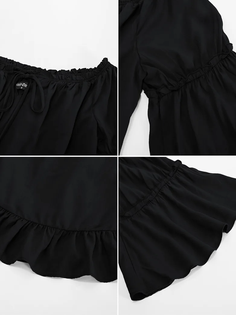Renaissance Off Shoulder Bell Sleeve Peasant Tops - Image 17