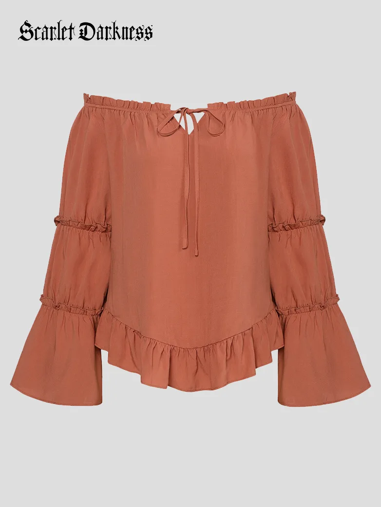 Renaissance Off Shoulder Bell Sleeve Peasant Tops - Image 18