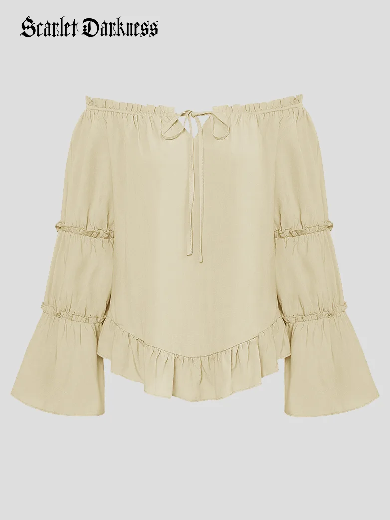 Renaissance Off Shoulder Bell Sleeve Peasant Tops - Image 23