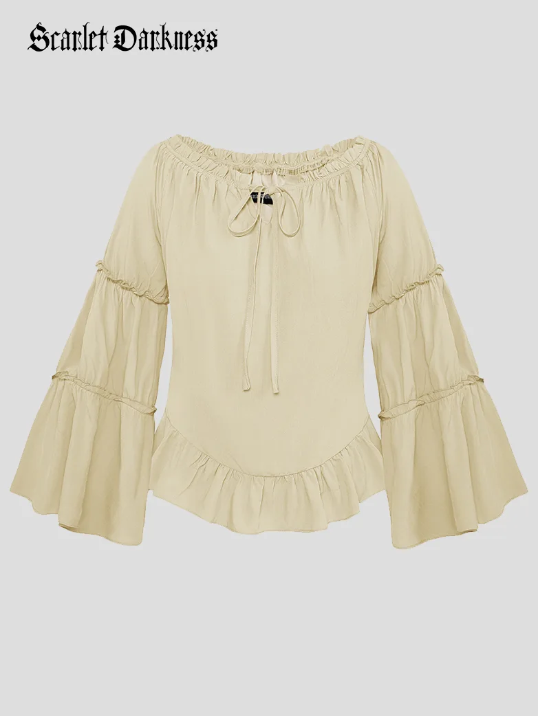 Renaissance Off Shoulder Bell Sleeve Peasant Tops - Image 24