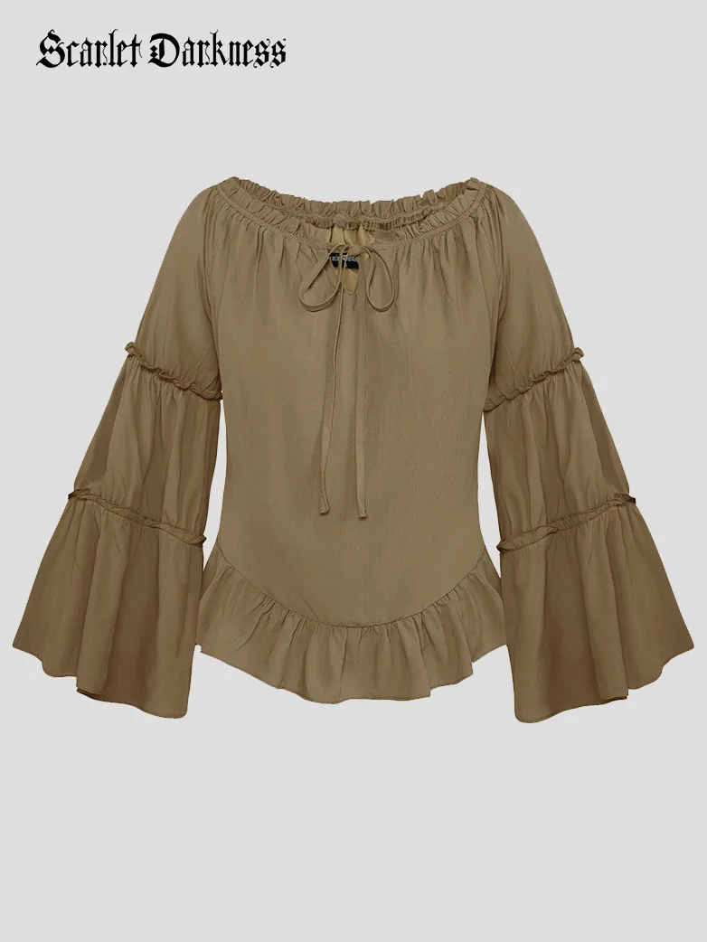 Renaissance Off Shoulder Bell Sleeve Peasant Tops - Image 30