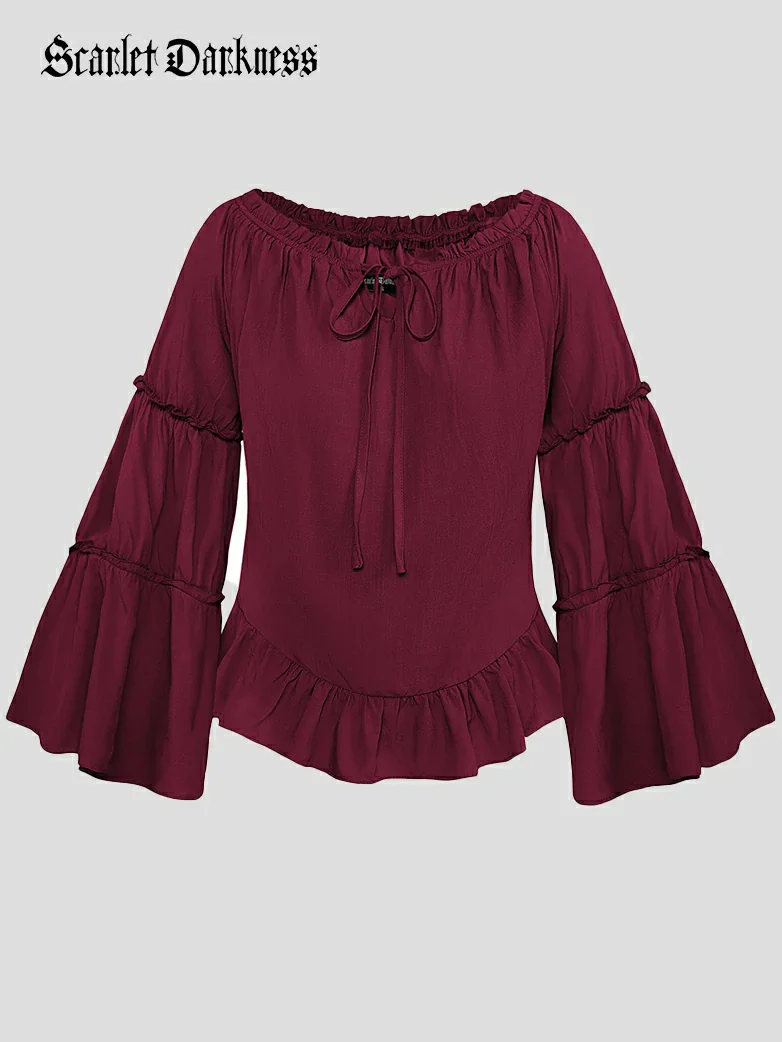 Renaissance Off Shoulder Bell Sleeve Peasant Tops - Image 36