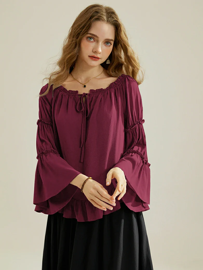 Renaissance Off Shoulder Bell Sleeve Peasant Tops - Image 38