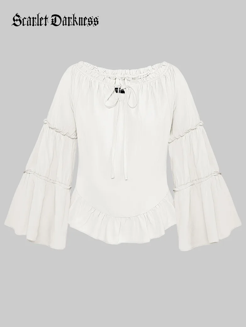Renaissance Off Shoulder Bell Sleeve Peasant Tops - Image 4