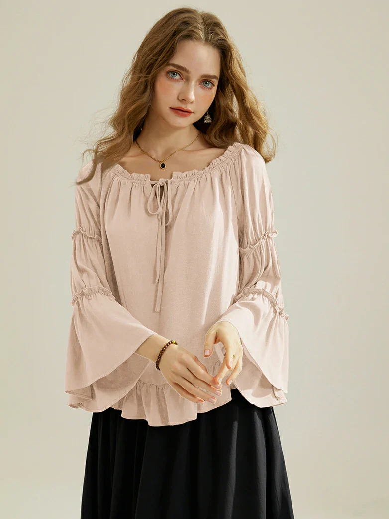 Renaissance Off Shoulder Bell Sleeve Peasant Tops - Image 41