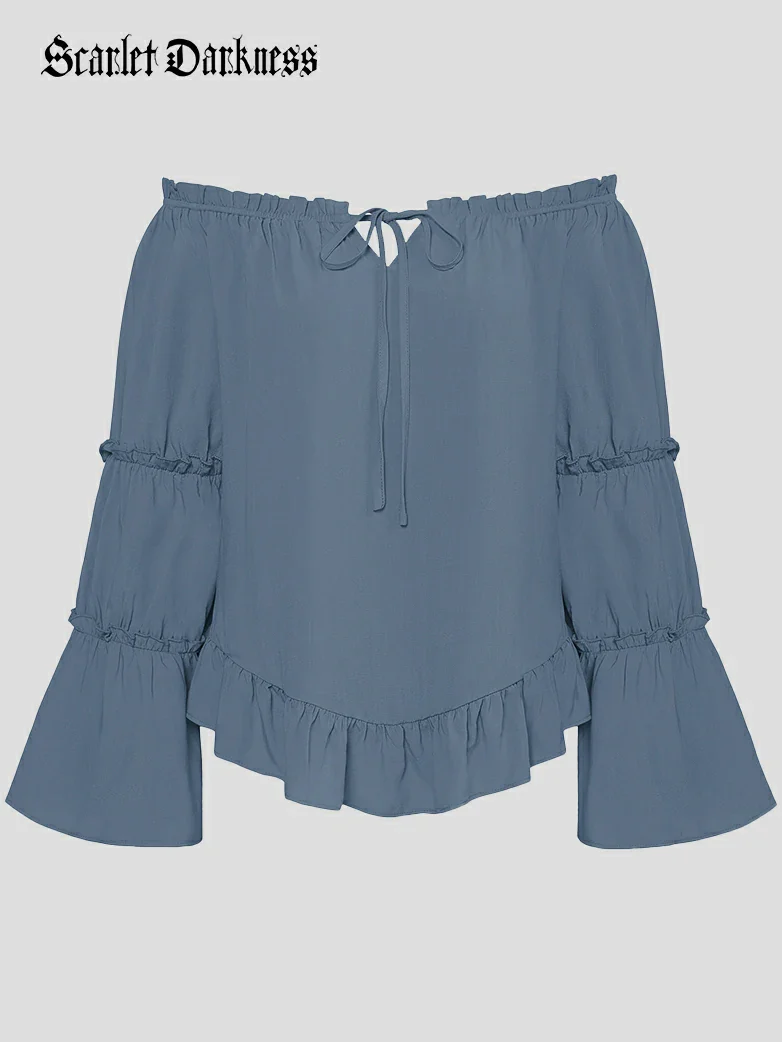 Renaissance Off Shoulder Bell Sleeve Peasant Tops - Image 43