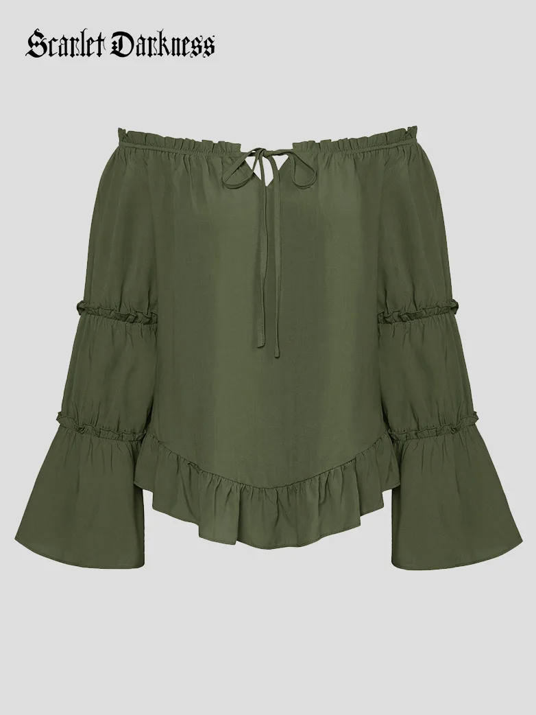 Renaissance Off Shoulder Bell Sleeve Peasant Tops - Image 6