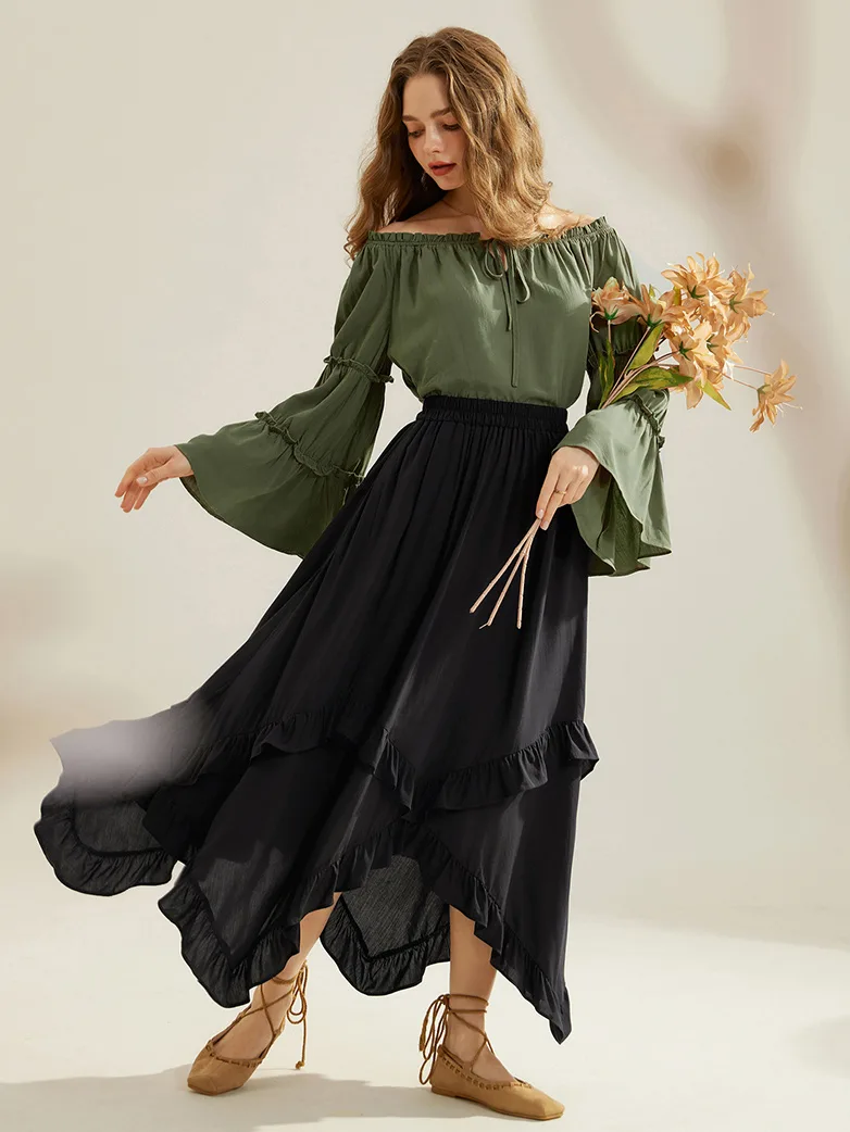 Renaissance Off Shoulder Bell Sleeve Peasant Tops - Image 8