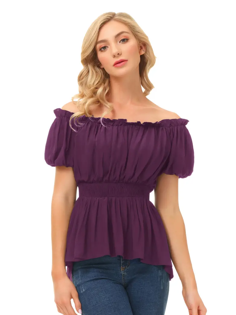 Renaissance Pirate Pleated Shirt Medieval Tops - Image 36