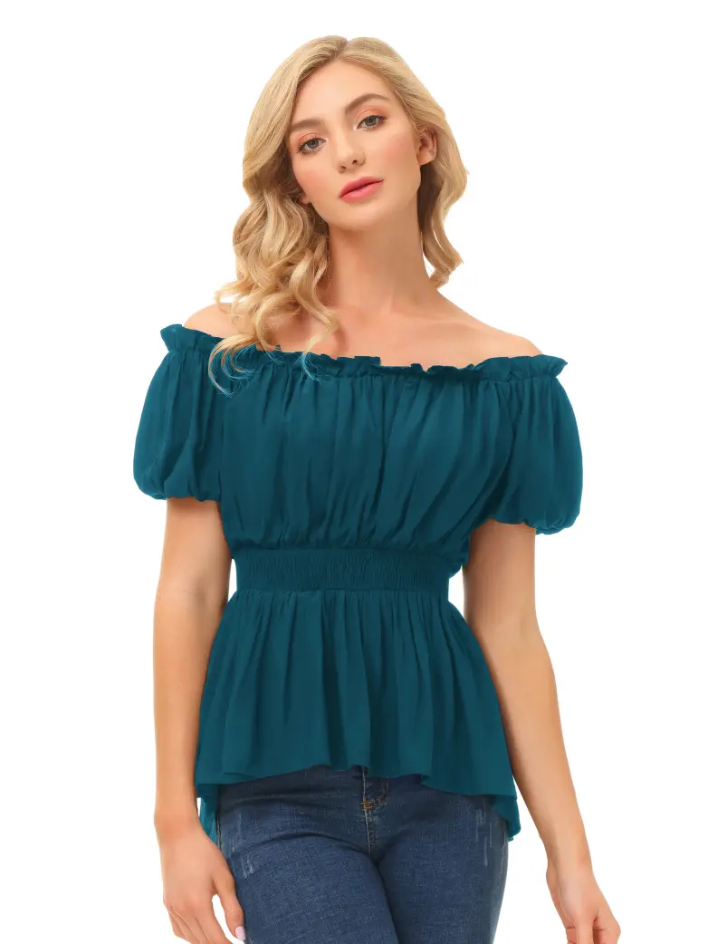 Renaissance Pirate Pleated Shirt Medieval Tops - Image 39