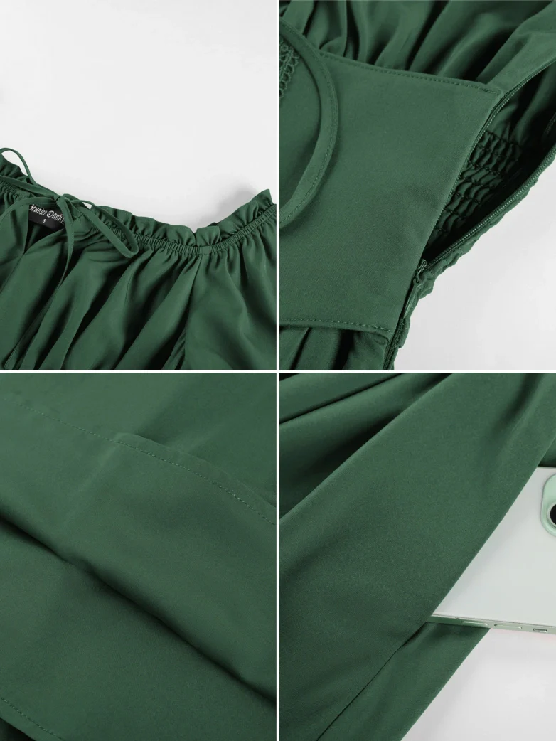 Renaissance Off Shoulder Waist Belt Pockets Dress - Image 15