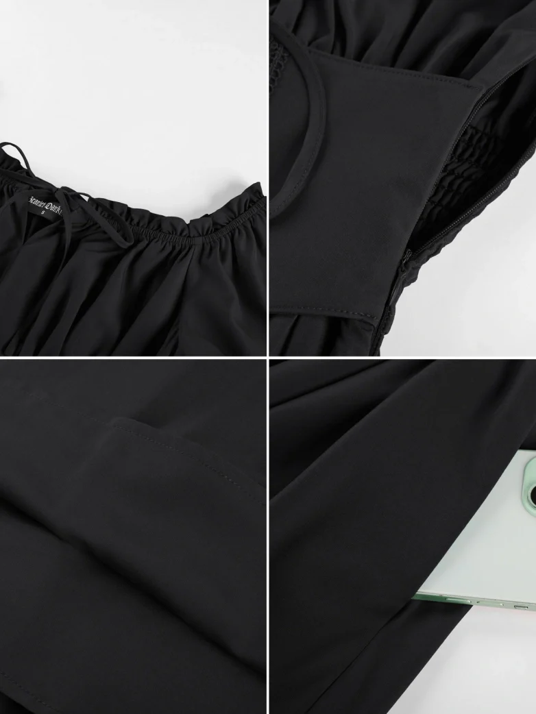 Renaissance Off Shoulder Waist Belt Pockets Dress - Image 5