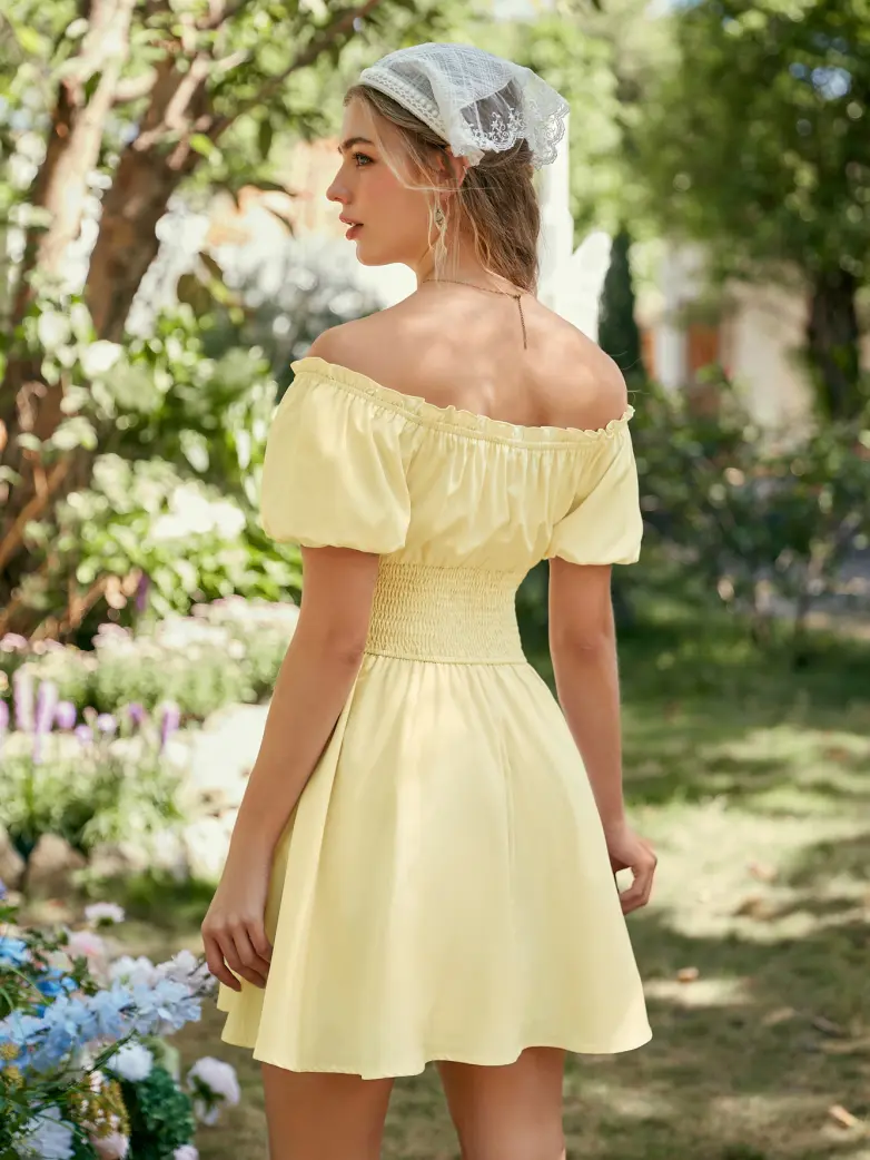 Renaissance Off Shoulder Waist Belt Pockets Dress - Image 76