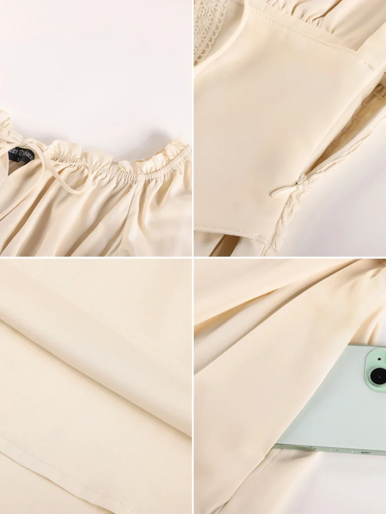 Renaissance Off Shoulder Waist Belt Pockets Dress - Image 9
