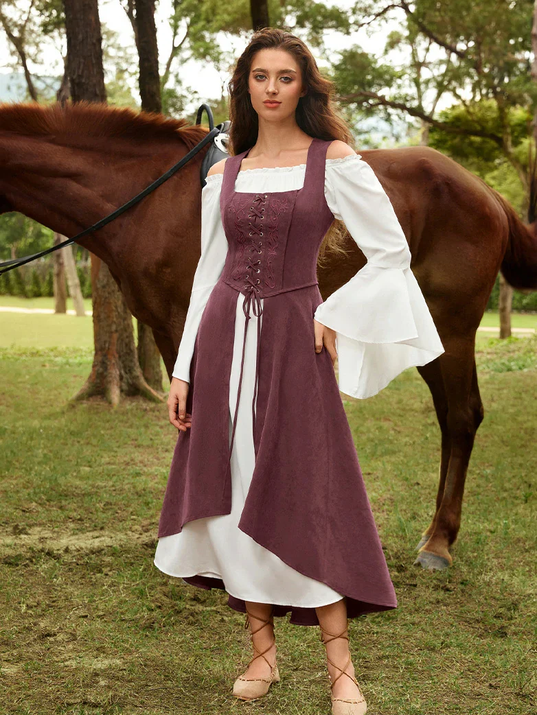 Exquisite Renaissance Front Slit Pocket Overdress - Image 46