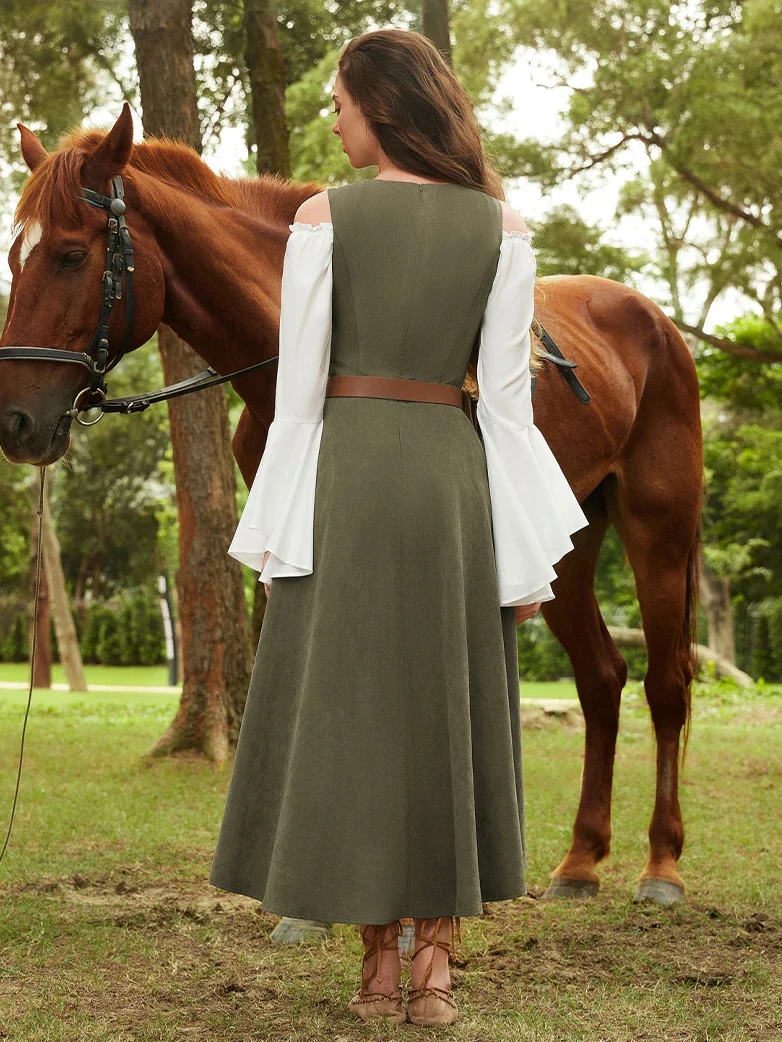 Exquisite Renaissance Front Slit Pocket Overdress - Image 5