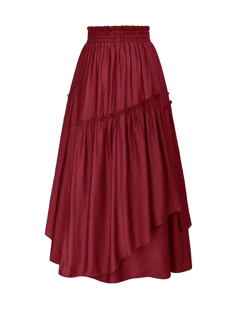 Overlay Drawstring Waist Irregular Hem Renaissance Skirt - Image 18