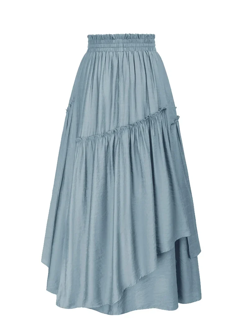 Overlay Drawstring Waist Irregular Hem Renaissance Skirt - Image 27