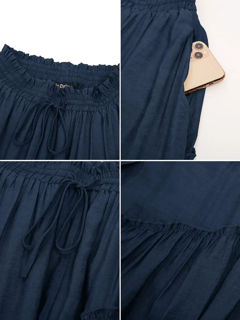 Overlay Drawstring Waist Irregular Hem Renaissance Skirt - Image 42
