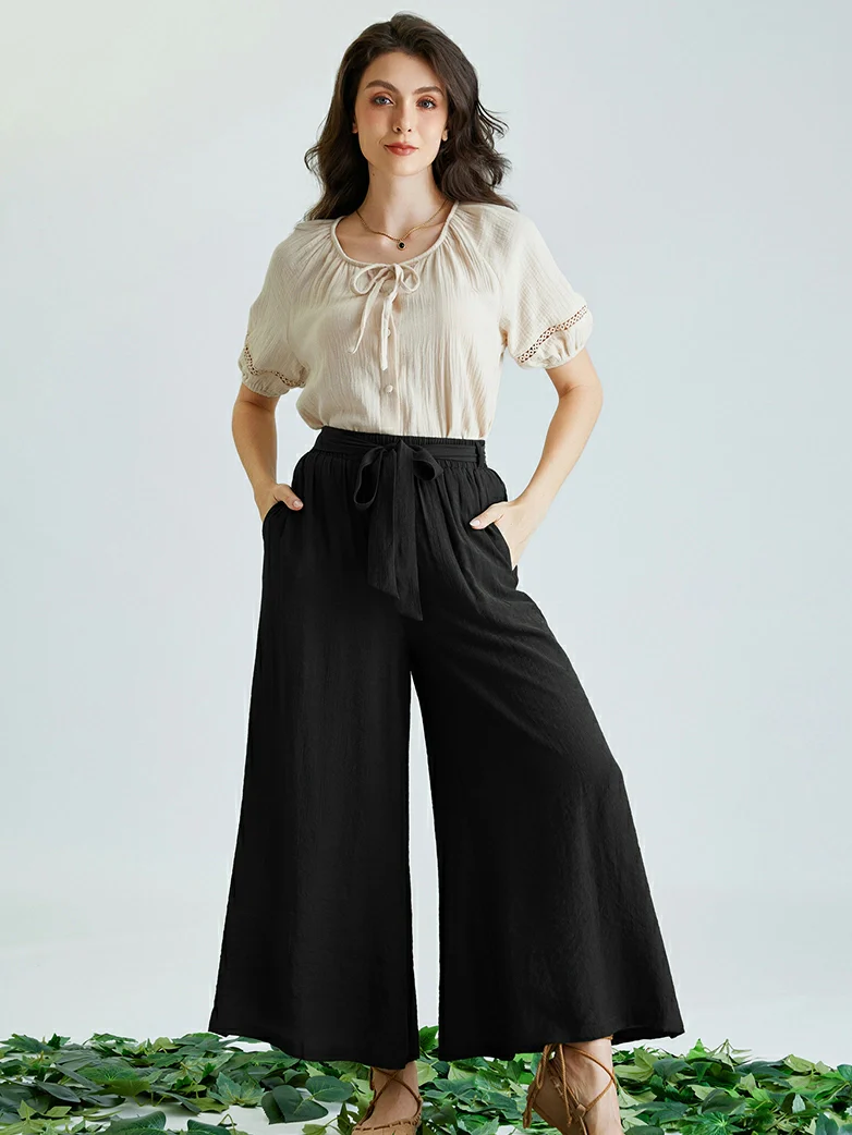 Women Renaissance Palazzo Wide-Leg Pants
