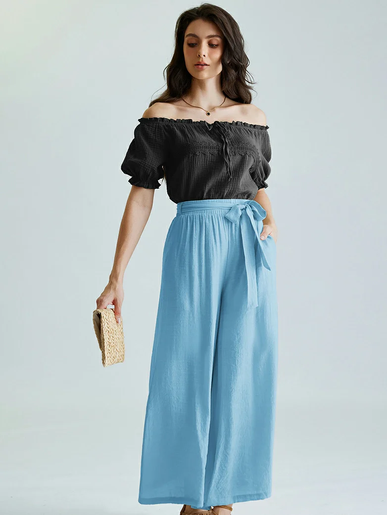 Women Renaissance Palazzo Wide-Leg Pants - Image 14