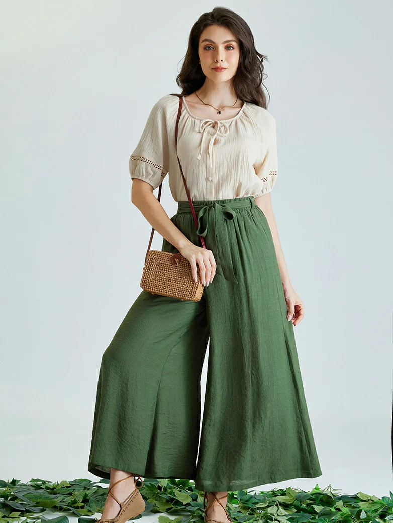 Women Renaissance Palazzo Wide-Leg Pants - Image 7