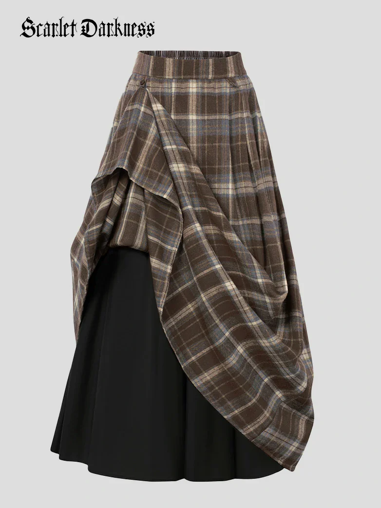 Renaissance Plaided Buckle up Maxi Skirt - Image 12