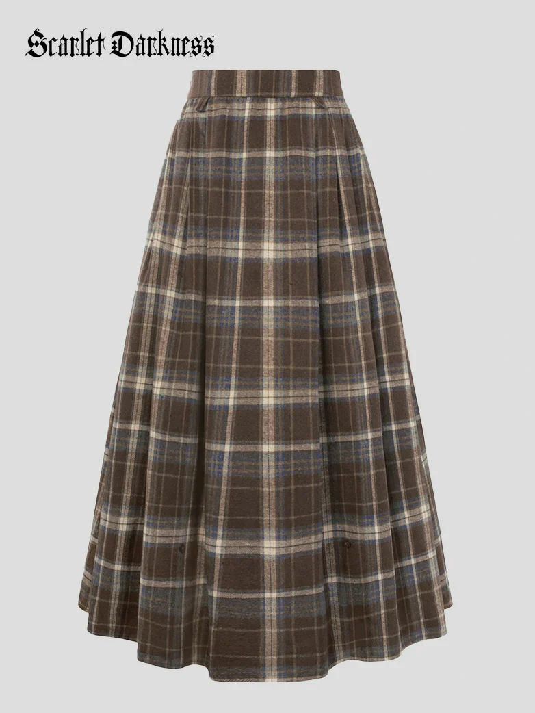 Renaissance Plaided Buckle up Maxi Skirt - Image 13