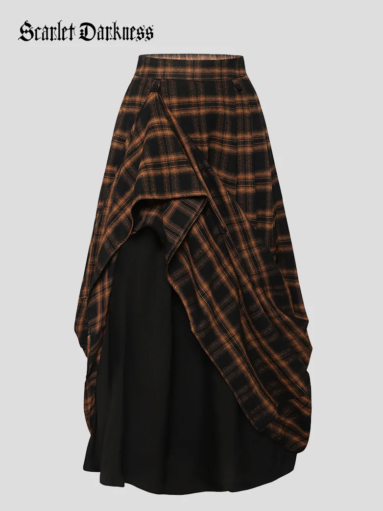 Renaissance Plaided Buckle up Maxi Skirt - Image 16