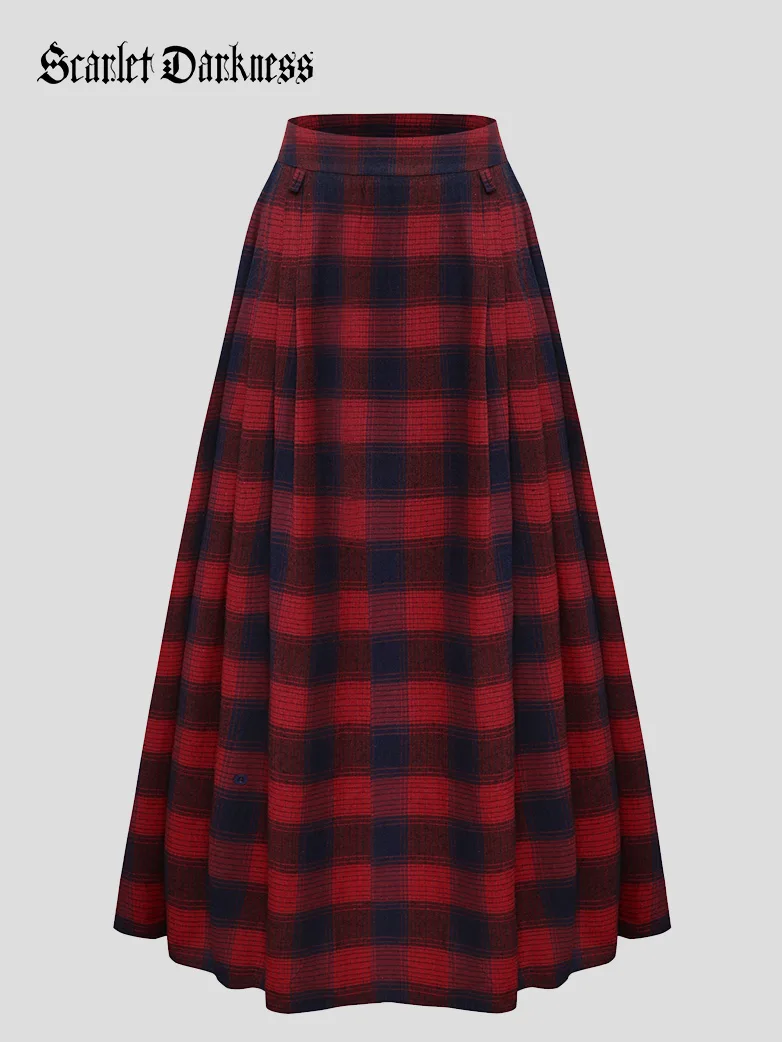 Renaissance Plaided Buckle up Maxi Skirt - Image 2