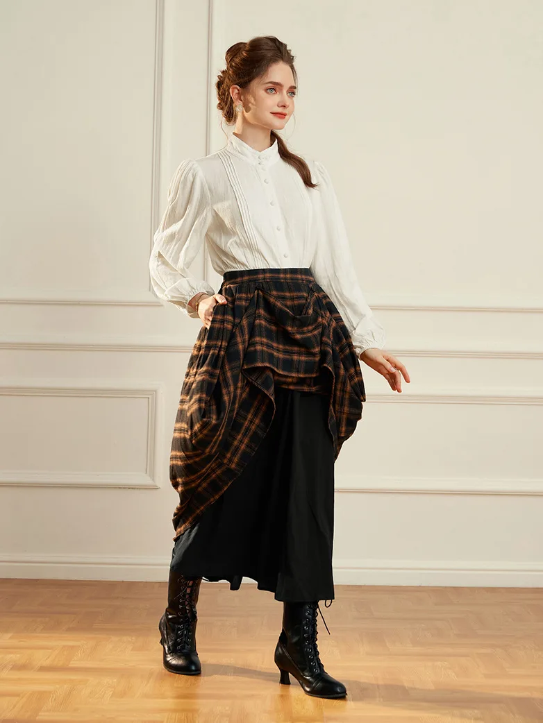 Renaissance Plaided Buckle up Maxi Skirt - Image 20
