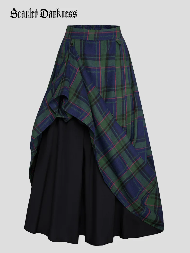 Renaissance Plaided Buckle up Maxi Skirt - Image 22