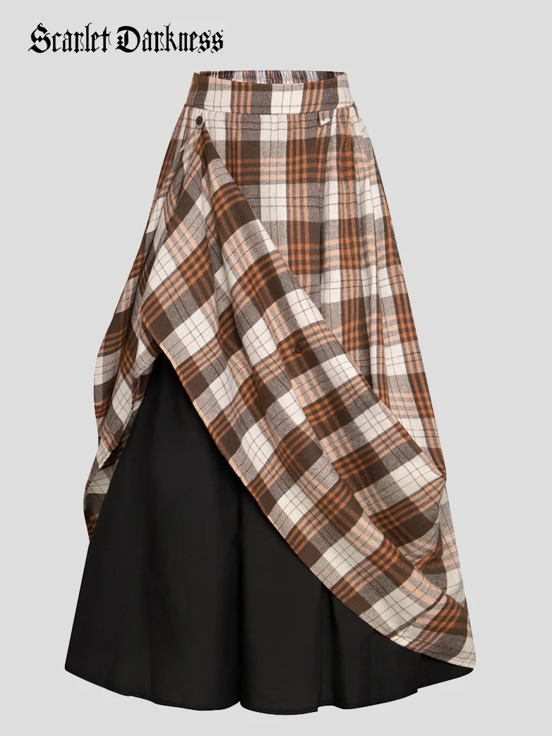 Renaissance Plaided Buckle up Maxi Skirt - Image 25