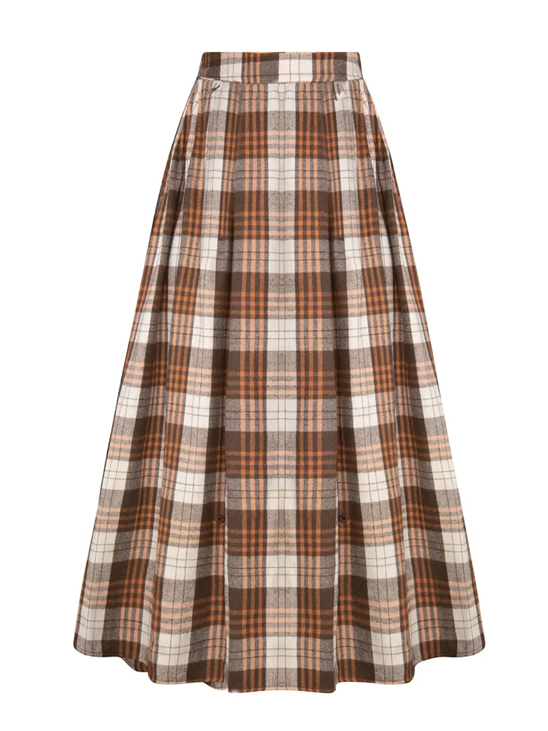 Renaissance Plaided Buckle up Maxi Skirt - Image 26