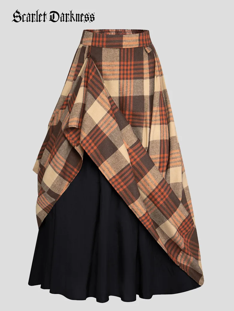 Renaissance Plaided Buckle up Maxi Skirt - Image 28