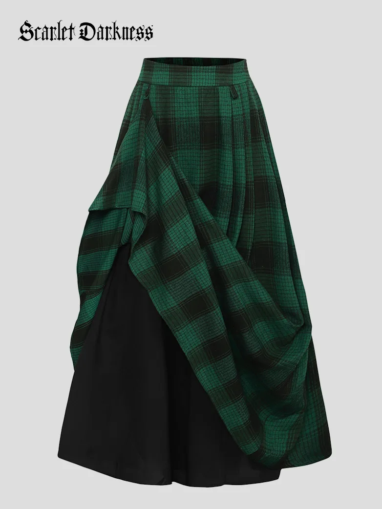 Renaissance Plaided Buckle up Maxi Skirt - Image 31