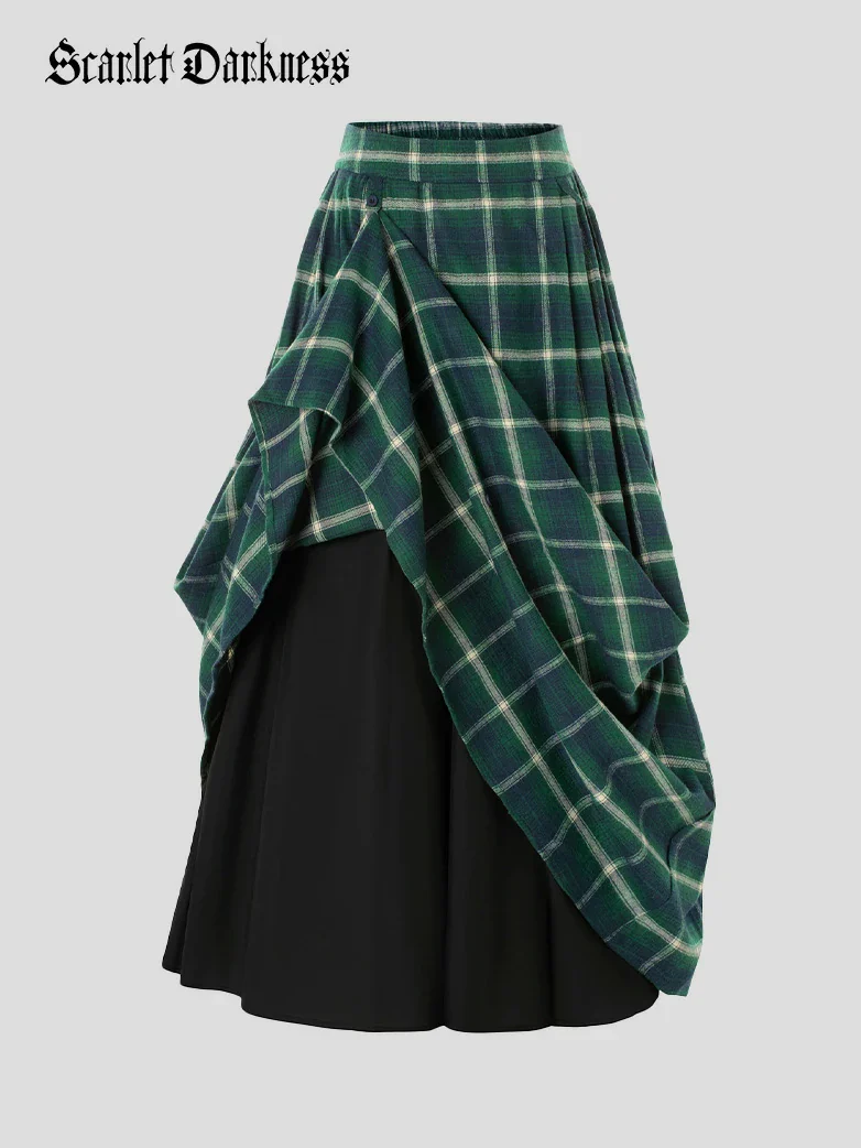 Renaissance Plaided Buckle up Maxi Skirt - Image 38
