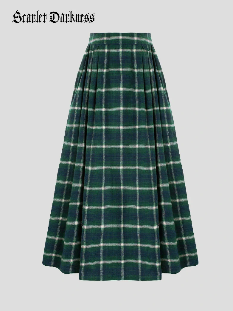 Renaissance Plaided Buckle up Maxi Skirt - Image 39