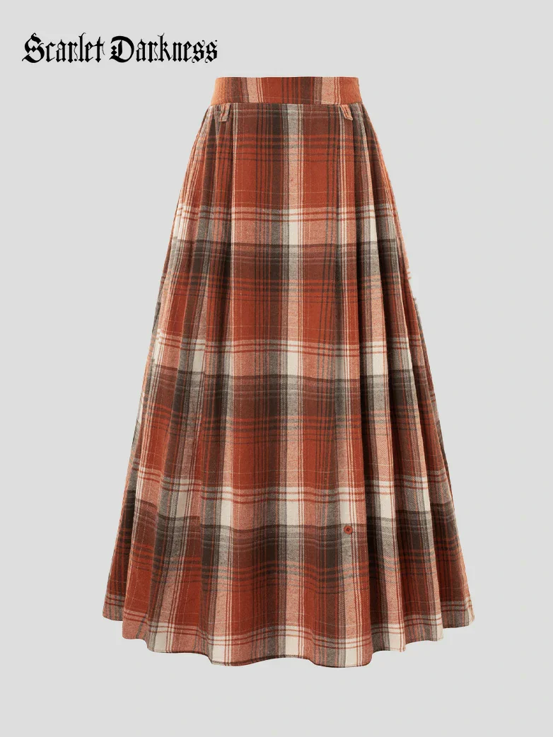 Renaissance Plaided Buckle up Maxi Skirt - Image 43