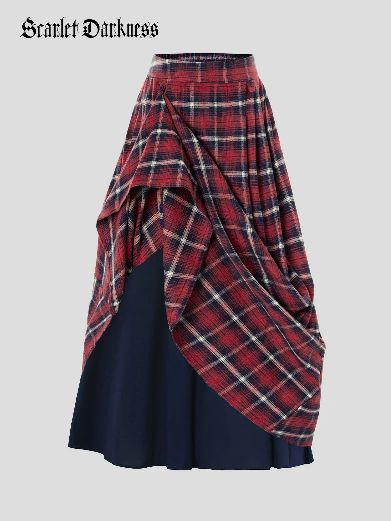 Renaissance Plaided Buckle up Maxi Skirt - Image 46