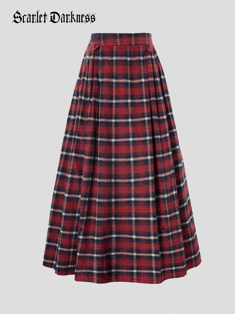Renaissance Plaided Buckle up Maxi Skirt - Image 47