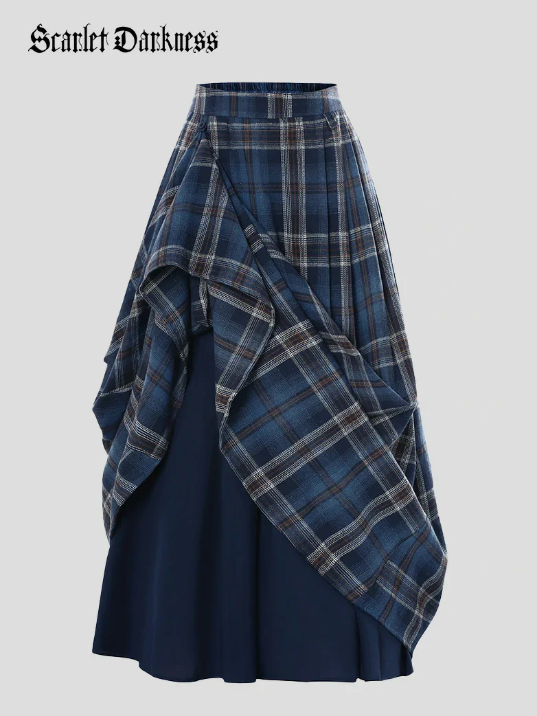 Renaissance Plaided Buckle up Maxi Skirt - Image 5